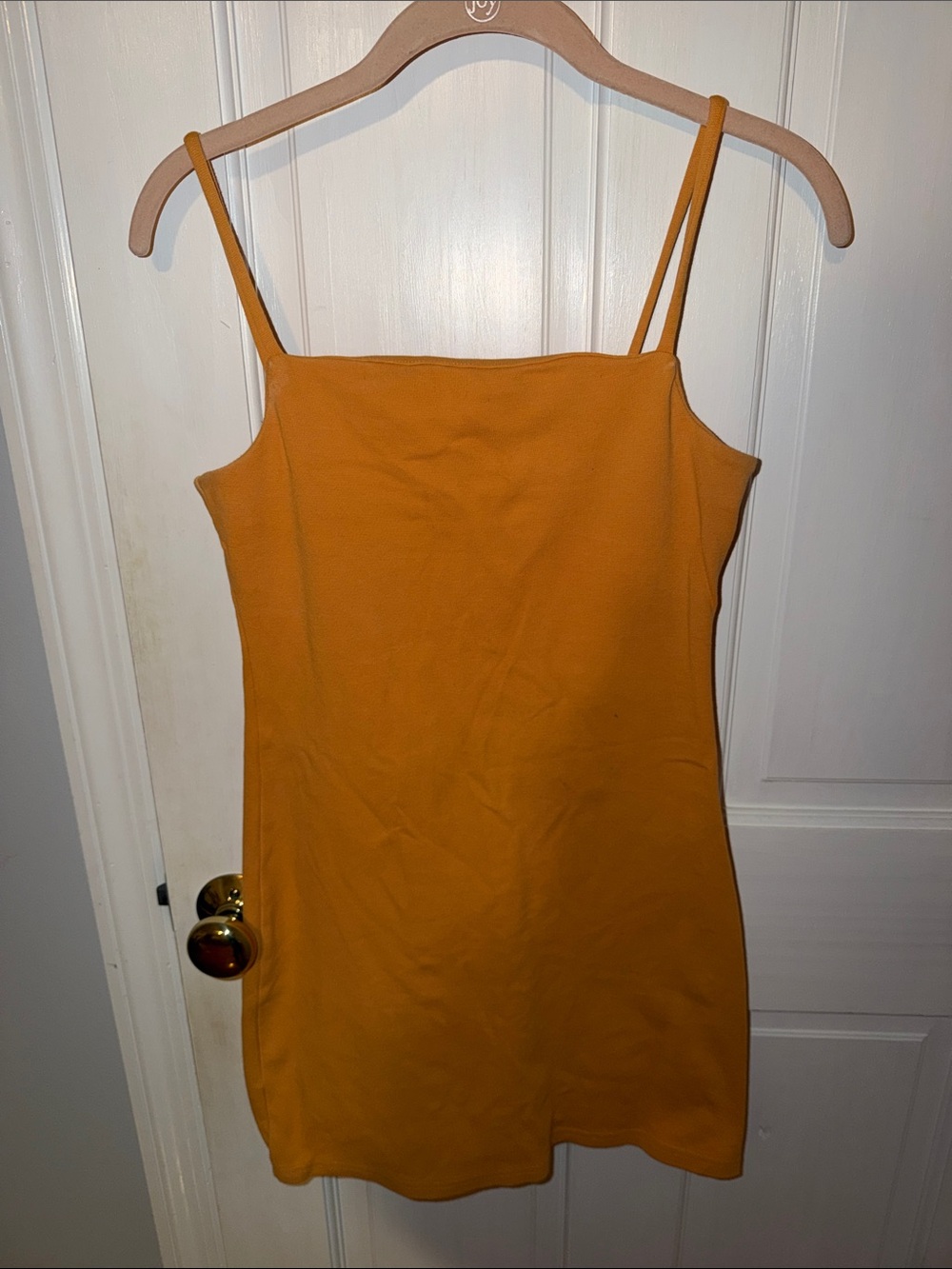 OAK + FORT Mustard Spaghetti-Strap Mini Dress